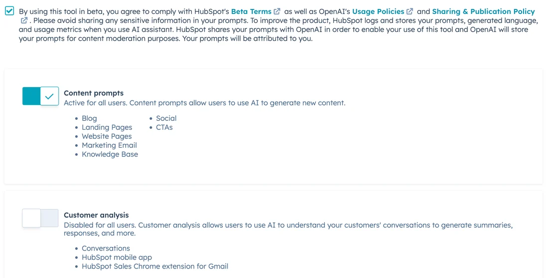 Visual for this record: HubSpot's AI email writer still needs the audience typed in